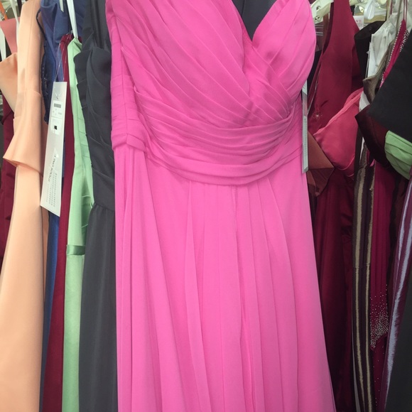 Fuschia Pink Strapless Prom Dress - Picture 2 of 4
